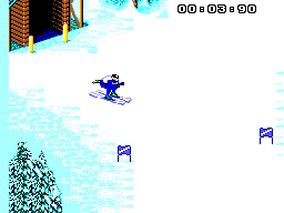 Winter Olympics: Lillehammer '94 (SEGA Master System) screenshot: Getting ready... try not to hit those flags