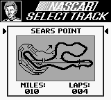 Bill Elliott's NASCAR Fast Tracks (Game Boy) screenshot: Select track
