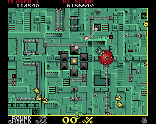 Volfied (Amiga) screenshot: If only it didn't shoot all over the place