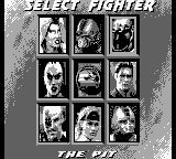 Mortal Kombat 3 (Game Boy) screenshot: Character select
