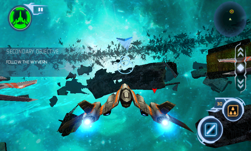 Star Battalion (Android) screenshot: Third level takes palce in outer space