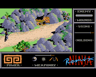 The Last Ninja (Amiga) screenshot: And what do we have here? A dragon guarding the exit from the first level?