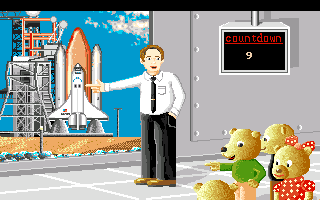 Barney Bear Goes to Space (Amiga) screenshot: Shuttle launching