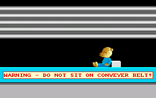 Barney Bear Goes to Space (Amiga) screenshot: But ends up on the conveyor belt