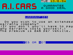 New Wheels John? (ZX Spectrum) screenshot: I chose the middle one
