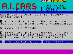 New Wheels John? (ZX Spectrum) screenshot: Brackets used to state the obvious