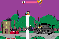 Alien Hominid (Game Boy Advance) screenshot: Kidnap the agents...or drop them in a wood chipper.