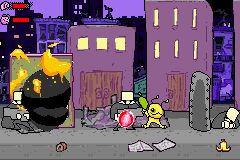 Alien Hominid (Game Boy Advance) screenshot: Grab the red orb for slicing lasers