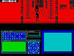 Marsport (ZX Spectrum) screenshot: Have to turn around to move here