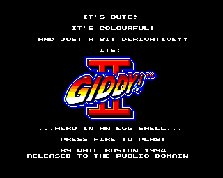 Giddy II: Hero in an Egg Shell (Amiga) screenshot: Title screen