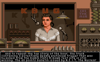 It Came from the Desert II (Amiga) screenshot: Dusty at the radio station