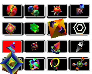 Baby Universe (PlayStation) screenshot: Select the shapes to appear in the Jewel Case.