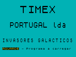 Space Raiders (ZX Spectrum) screenshot: Title screen (Portuguese)