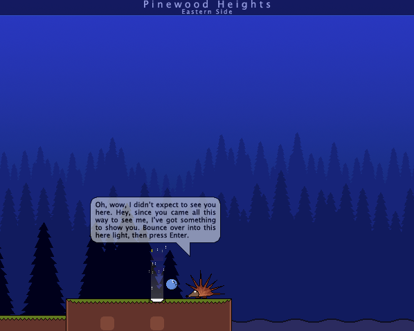 Within a Deep Forest (Windows) screenshot: The hedgehog is one of the first to grant you a new type of ball.