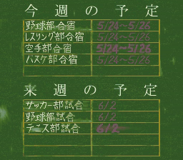 Fire Woman: Matoi-gumi (PC-FX) screenshot: Looking at the schedule