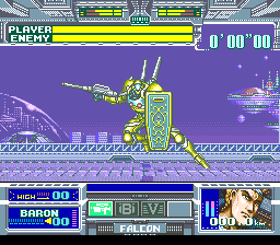 Battle Clash (SNES) screenshot: This one hides behind a shield, sissy (level 8)