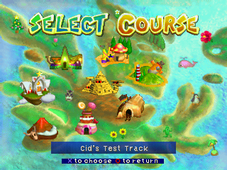 Chocobo Racing (PlayStation) screenshot: Choose your racetrack.
