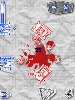 Panzer Panic (J2ME) screenshot: One red tank destroyed