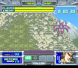 Battle Clash (SNES) screenshot: This level even goes vertically (level 4)