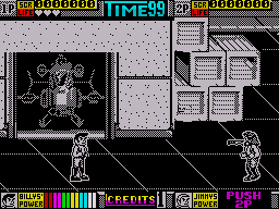 Double Dragon II: The Revenge (ZX Spectrum) screenshot: You appear from the garage