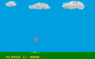 Ripcord (Atari ST) screenshot: On target with open chute