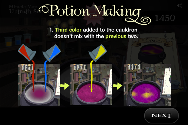The Princess Bride Game (Windows) screenshot: Potion-making gets more and more complex (demo)