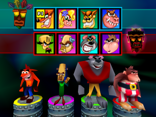 Crash Bash (PlayStation) screenshot: Character selection