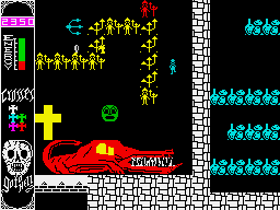 Go to Hell (ZX Spectrum) screenshot: Yellow cross.