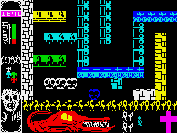 Go to Hell (ZX Spectrum) screenshot: Magenta cross.