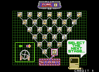 Bust-A-Move Again (Arcade) screenshot: In puzzle mode you can choose the next stage (Taito F3 system/US version)