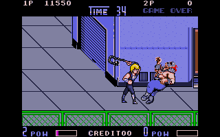 Double Dragon II: The Revenge (Atari ST) screenshot: A whip is handy