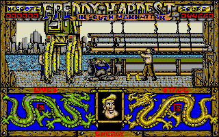 Freddy Hardest in South Manhattan (Atari ST) screenshot: Freddy is down.
