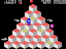 Fuzzball (MSX) screenshot: Avoid the purple ball...