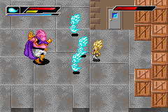 Dragon Ball Z: Buu's Fury (Game Boy Advance) screenshot: Gotenks initiating a Super Kamikaze Ghost attack.
