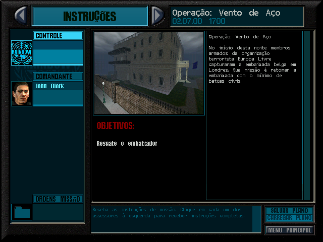 Tom Clancy's Rainbow Six (Windows) screenshot: Mission briefing