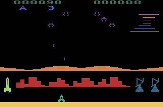 Pleiades (Atari 2600) screenshot: Shoot those alien ships!