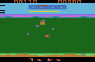 Funky Fish (Atari 2600) screenshot: Shoot the 'things' that guard the monster.