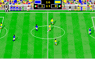 Italy '90 Soccer (Amiga) screenshot: Replaying the match events...