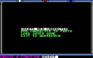 Champions of Krynn (Amiga) screenshot: Start menu
