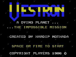 Vestron (MSX) screenshot: Title screen