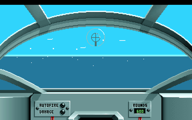 Reach for the Skies (DOS) screenshot: Forward gunner's view in a Heinkel