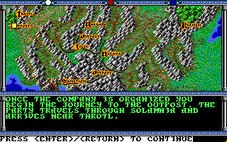 Champions of Krynn (Amiga) screenshot: Map