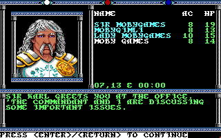 Champions of Krynn (Amiga) screenshot: Sir Karl