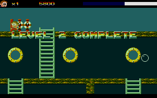 Goin' Down with the Captain (Atari ST) screenshot: Level two complete and not a minute too soon, note that the water has risen over the deck