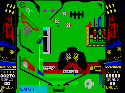 Soccer Pinball (ZX Spectrum) screenshot: Another pic that shows when you lose is the manager looking depressed