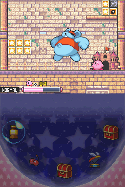 Kirby: Squeak Squad (Nintendo DS) screenshot: I am SO about to die!