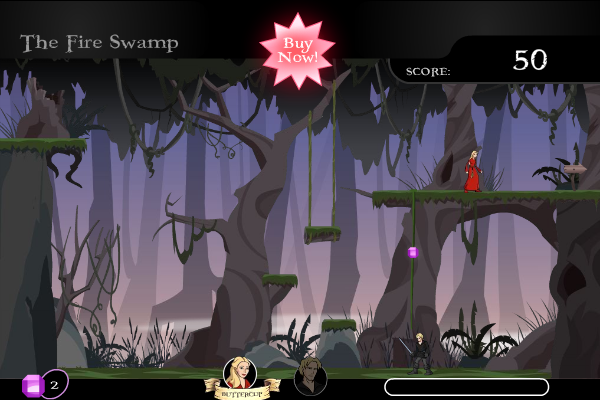 The Princess Bride Game (Windows) screenshot: Buttercup lets down the vine for Westley to climb (demo)