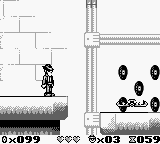 The Blues Brothers: Jukebox Adventure (Game Boy) screenshot: Beware of the trap monster concealed within the vinyl