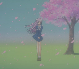 First Kiss Story (PC-FX) screenshot: Sakura. Of course. The Japanese love this tree