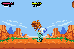 Machop at Work (Game Boy Advance) screenshot: Odd, the boulder seems to implode after exploding, pay it no mind little Machop.